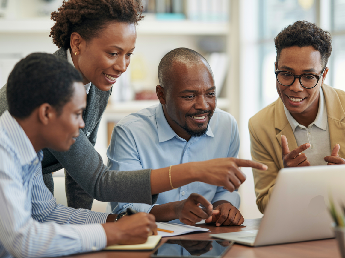 Experienced professional mentoring a young entrepreneur